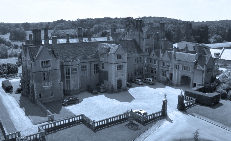 Aerial photograph manor house filmed by drone
