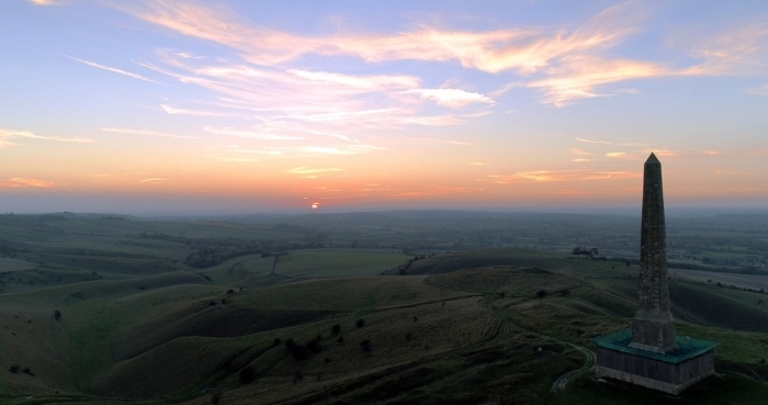 Oldbury Castle near Cherhill Wiltshire views in all directions with the aerial drone