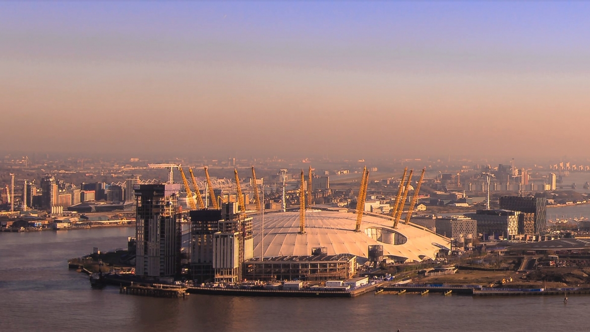 Aerial photograph O2 London aerial filming photography company