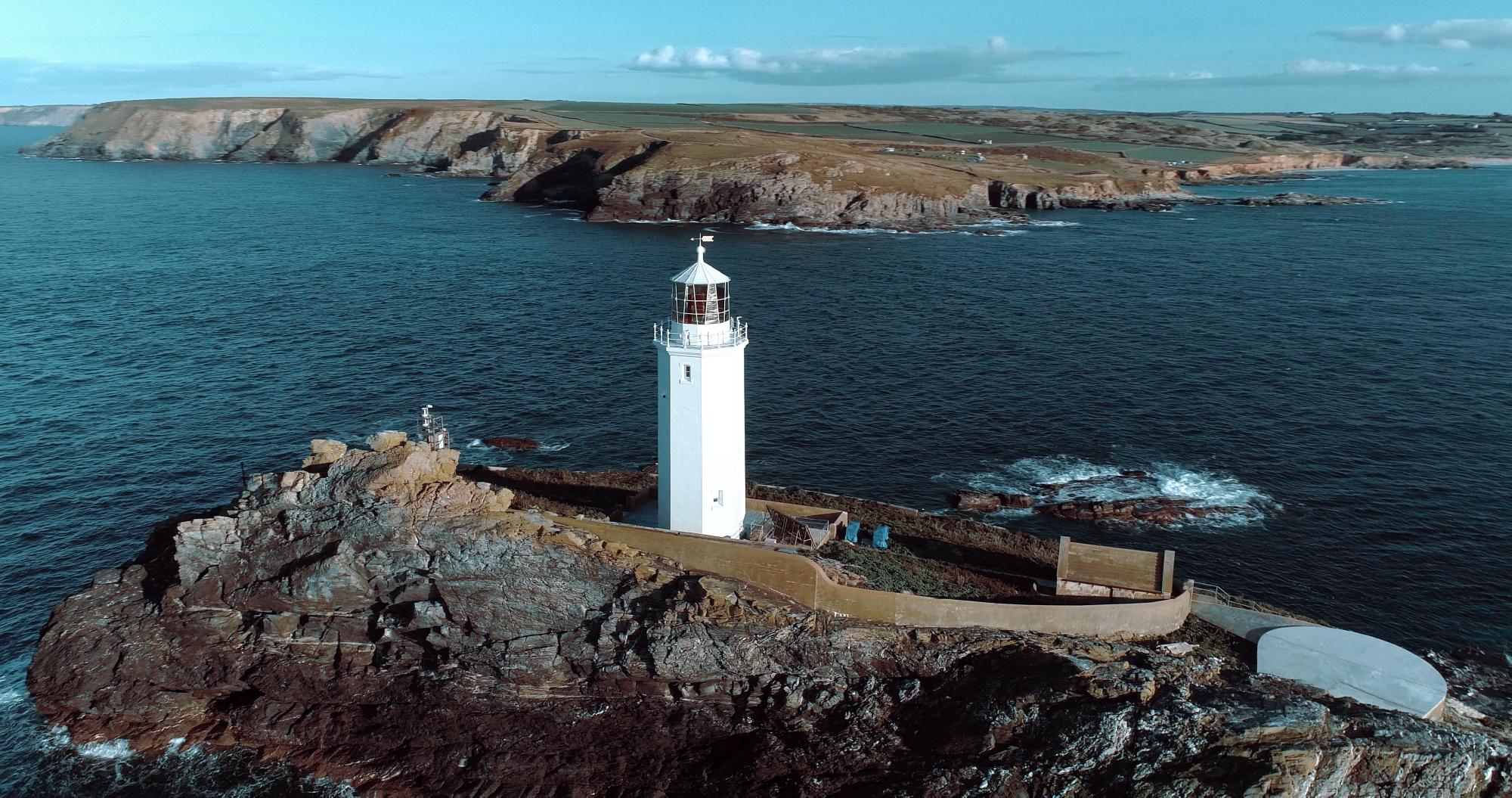 aerial photograph lighthouse godrevy point cornwall