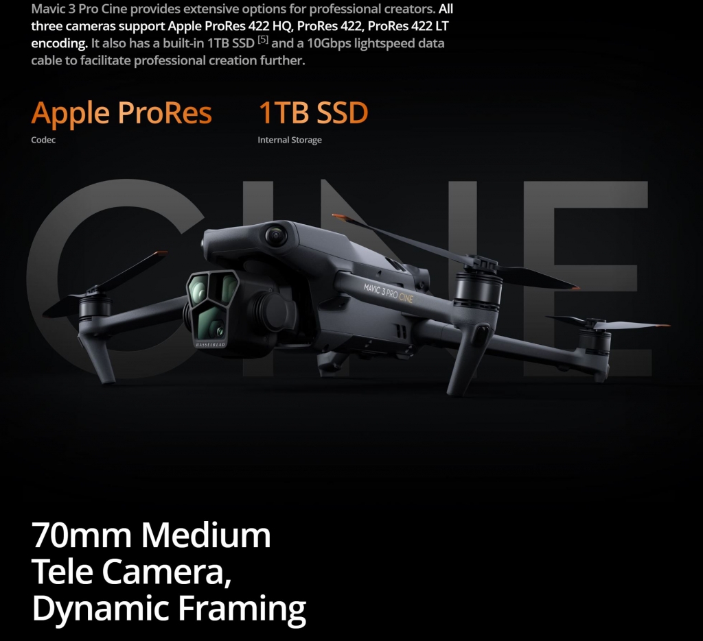 Mavic 3 Pro Cine Apple ProRes 422 HQ, ProRes 422, ProRes 422 LT encoding aerial filming cinematic drone